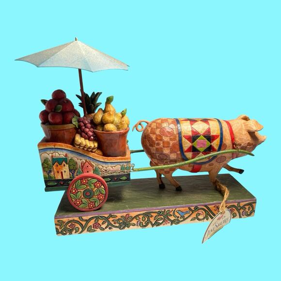 Jim Shore This Little Piggy Went To Market Pig Fruit Cart Heartwood Creek Enesco - Picture 11 of 16